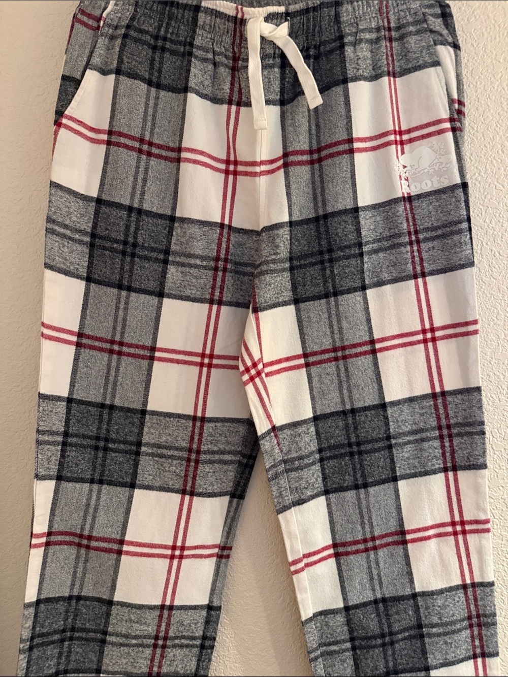 Roots White, Gray & Red Plaid Lounge Pants